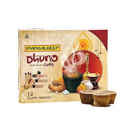 Dhuno Cup - Made From Chhobra, Camphor And Dhuno | 12 Cups | Mangaldeep
