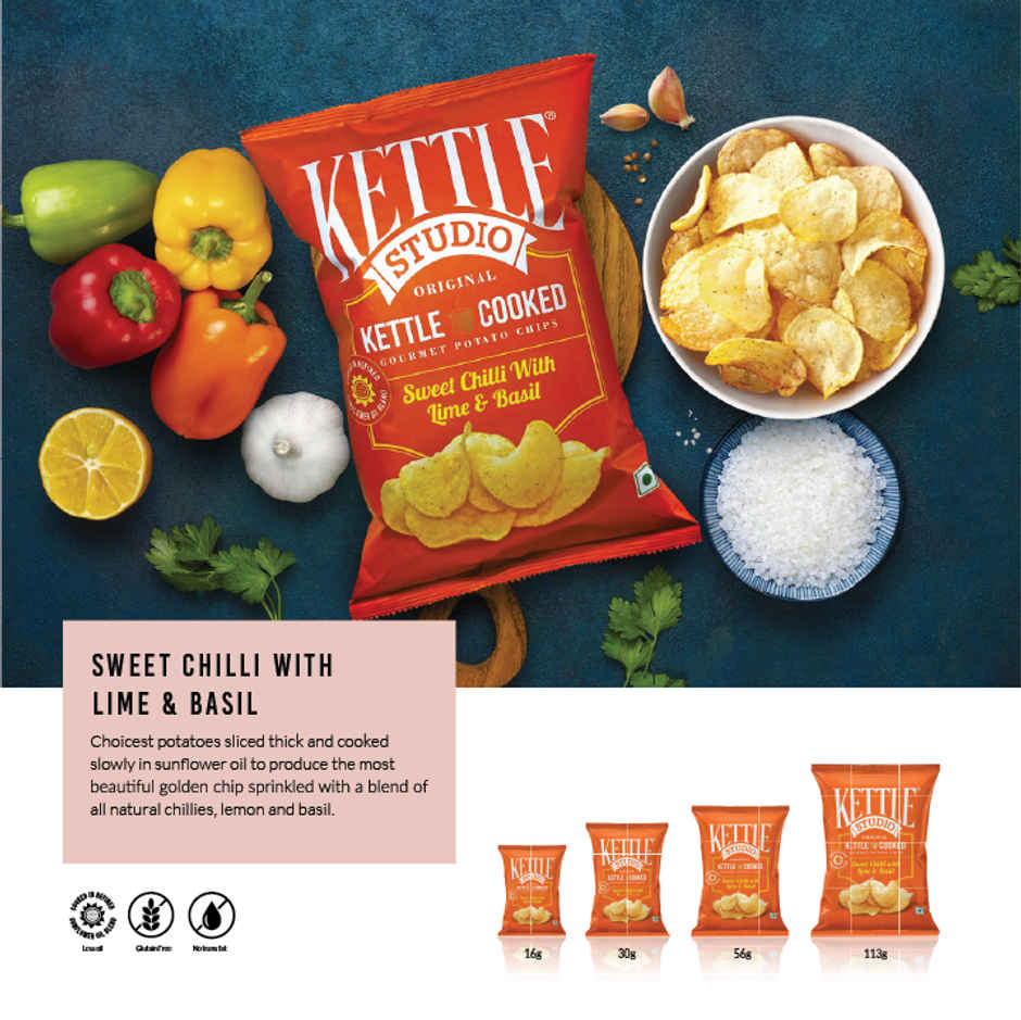Kettle Studio Sweet Chilli With Lime & Basil Potato Chips