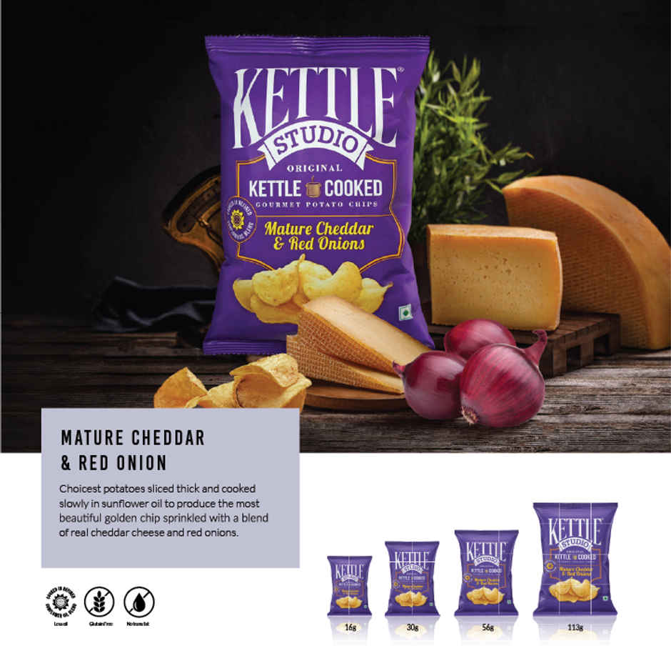 Kettle Studio Mature Cheddar & Red Onions Potato Chips