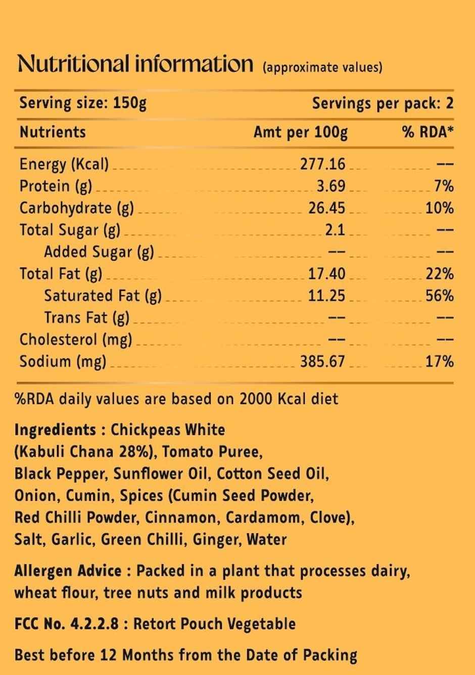 Hocco Chana Masala | Ready to Serve Curry