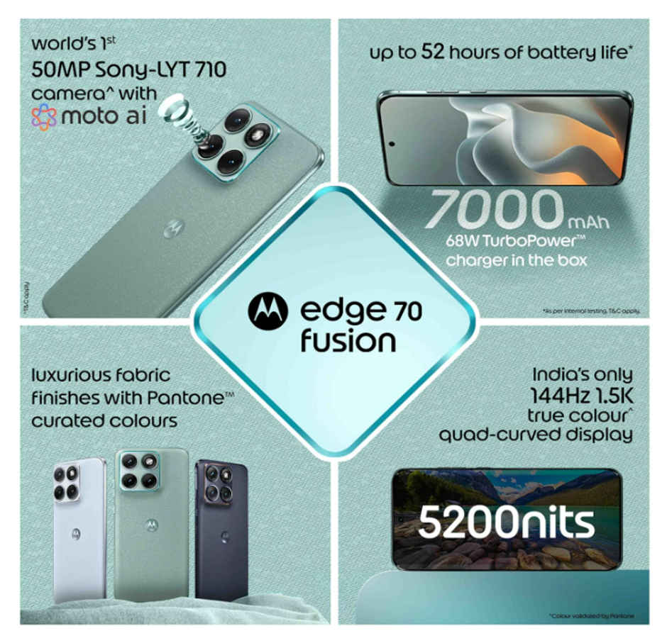 Motorola Edge 70 Fusion | 8 GB RAM | 128 GB Storage | 6.7 inch Display | 5G | Pantone Blue Surf