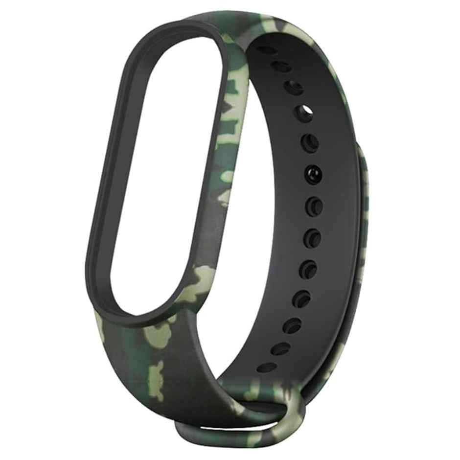 Sounce Pack of 2 Band Strap Compatible for Mi Band 5-Mi Band 6 | Camouflage Blue and Green