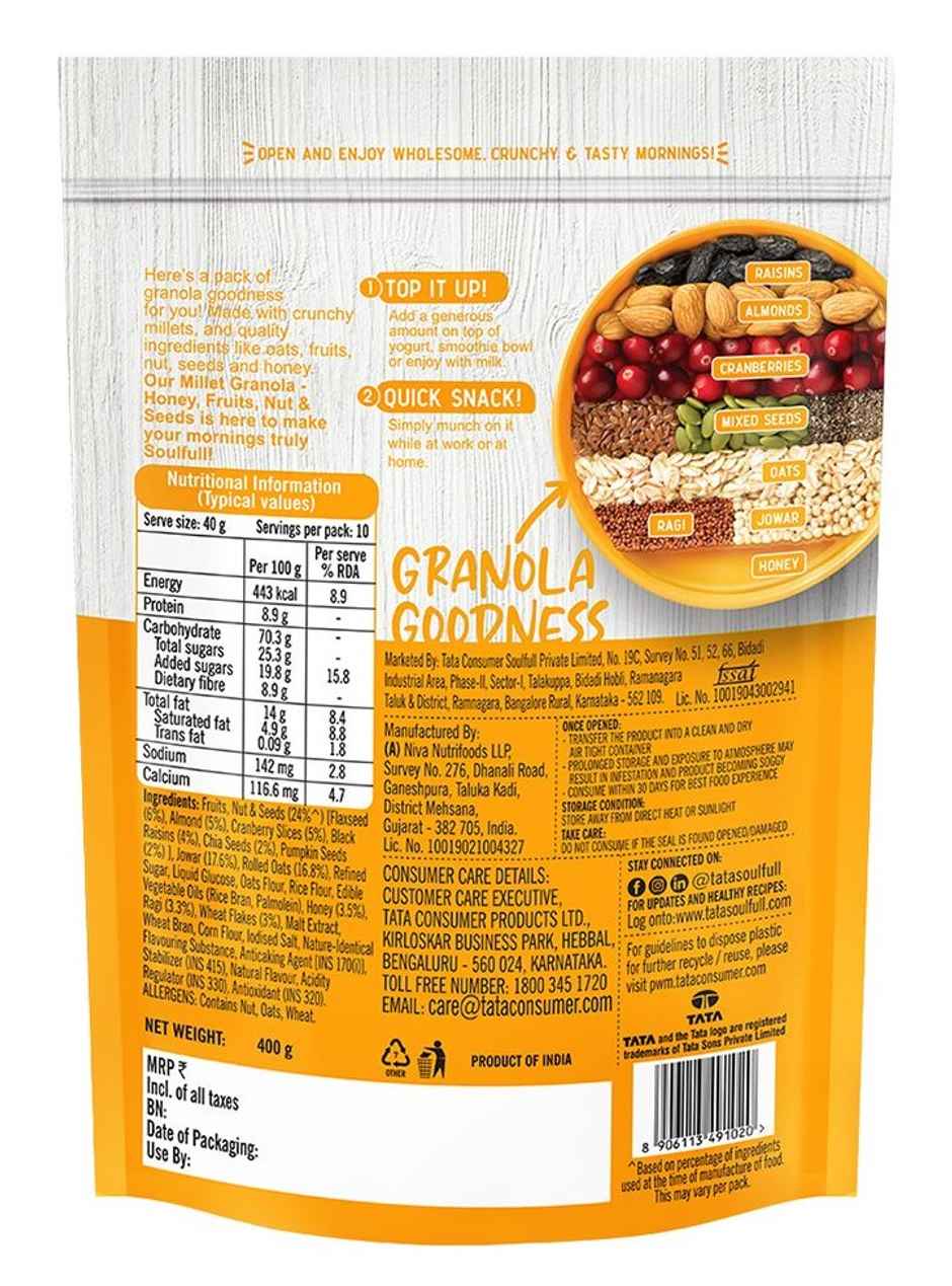 Tata Soulfull Millet Granola, Honey, Fruits, Nuts & Seeds, Breakfast Cereal