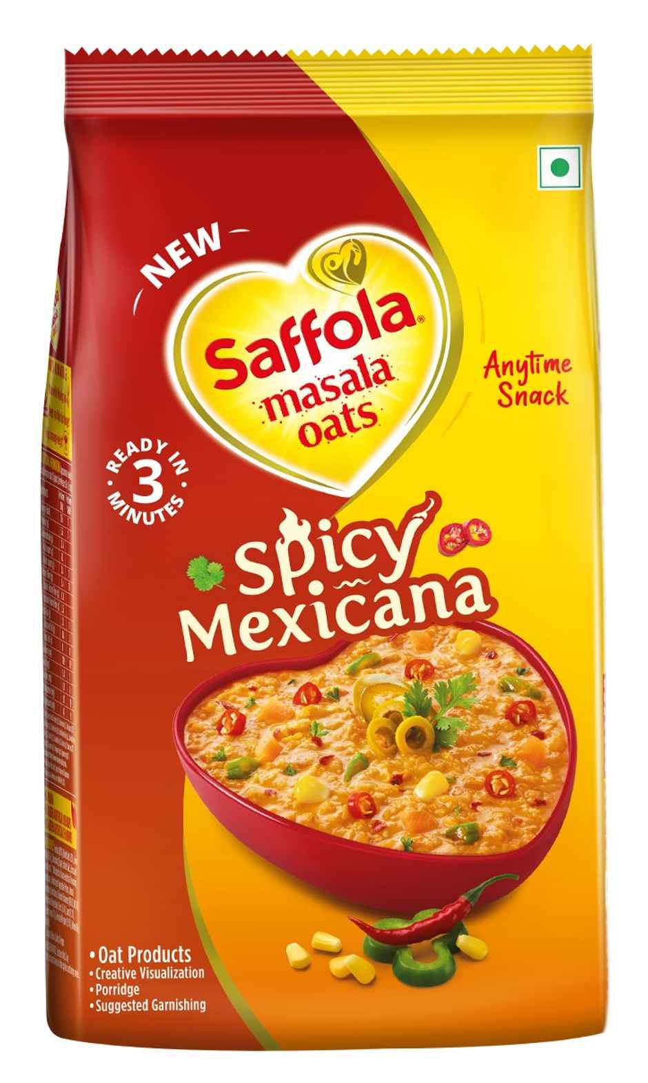 Saffola Masala Oats Spicy Mexican, Healthy & Tasty, Anytime Snack