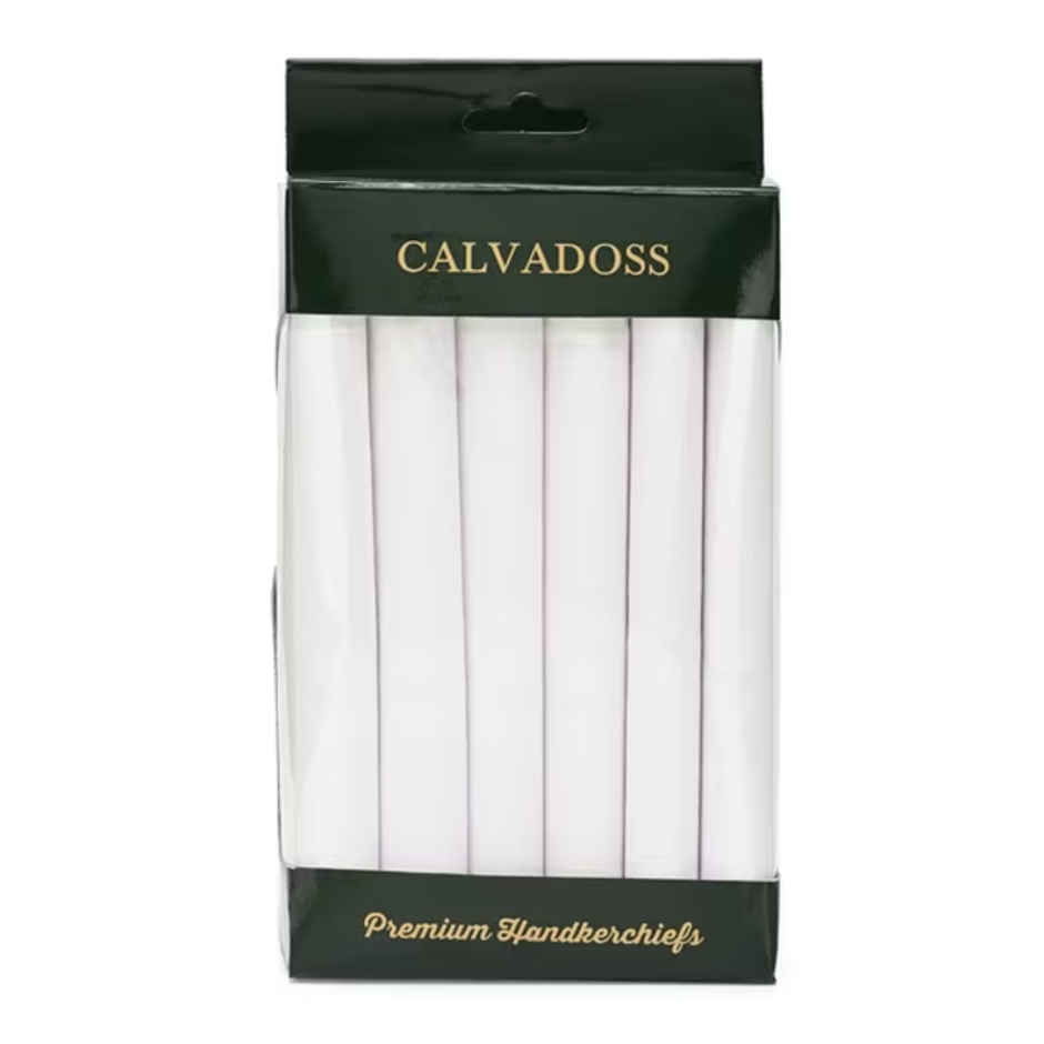 Calvadoss Men Pack Of 6 White Solid Ultra Premium Handkerchiefs White -Cal6H5101Wxw