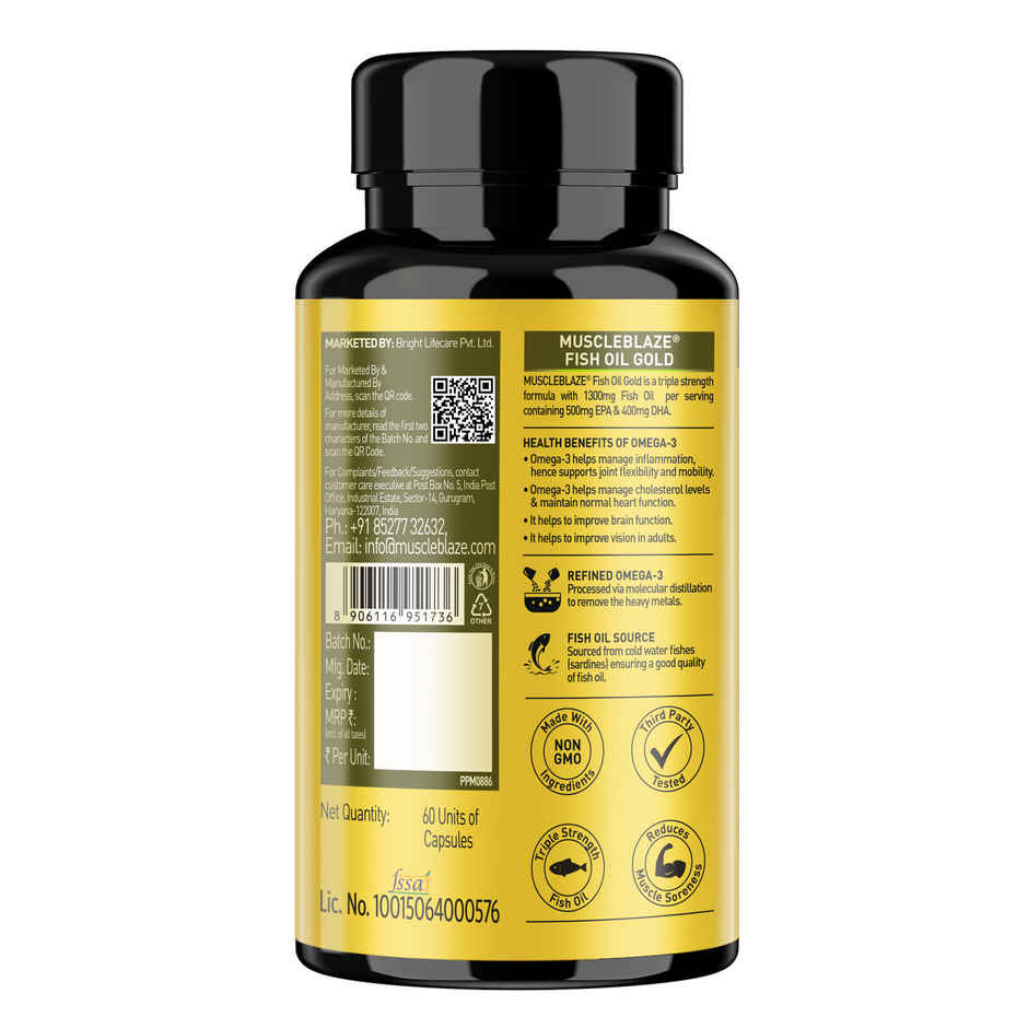 MuscleBlaze Omega 3 Fish Oil Gold 60 Capsule