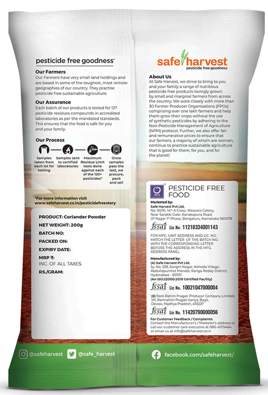 Safe Harvest Coriander Powder 