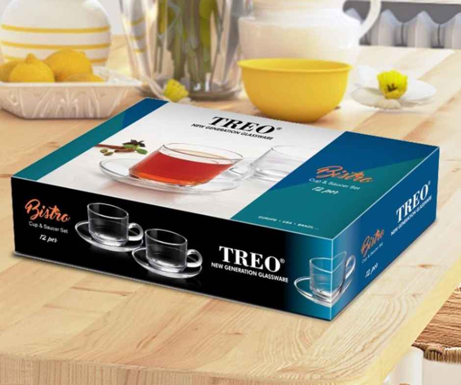 Treo By Milton Bistro Cup And Saucer, Transparent, Set Of 12