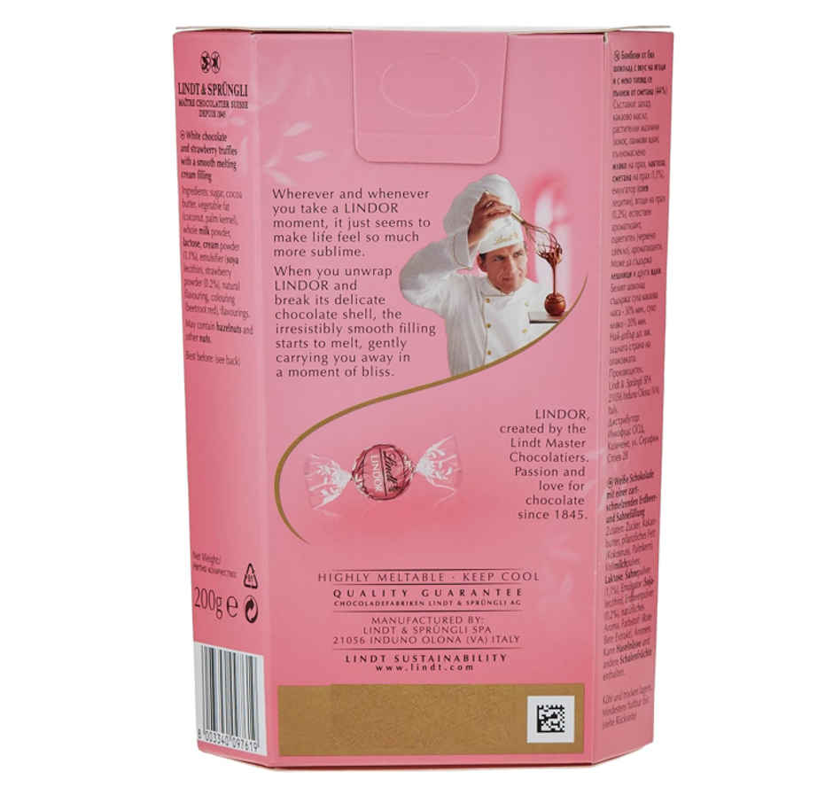 Lindt Lindor White Chocolate Truffles - Strawberries & Cream