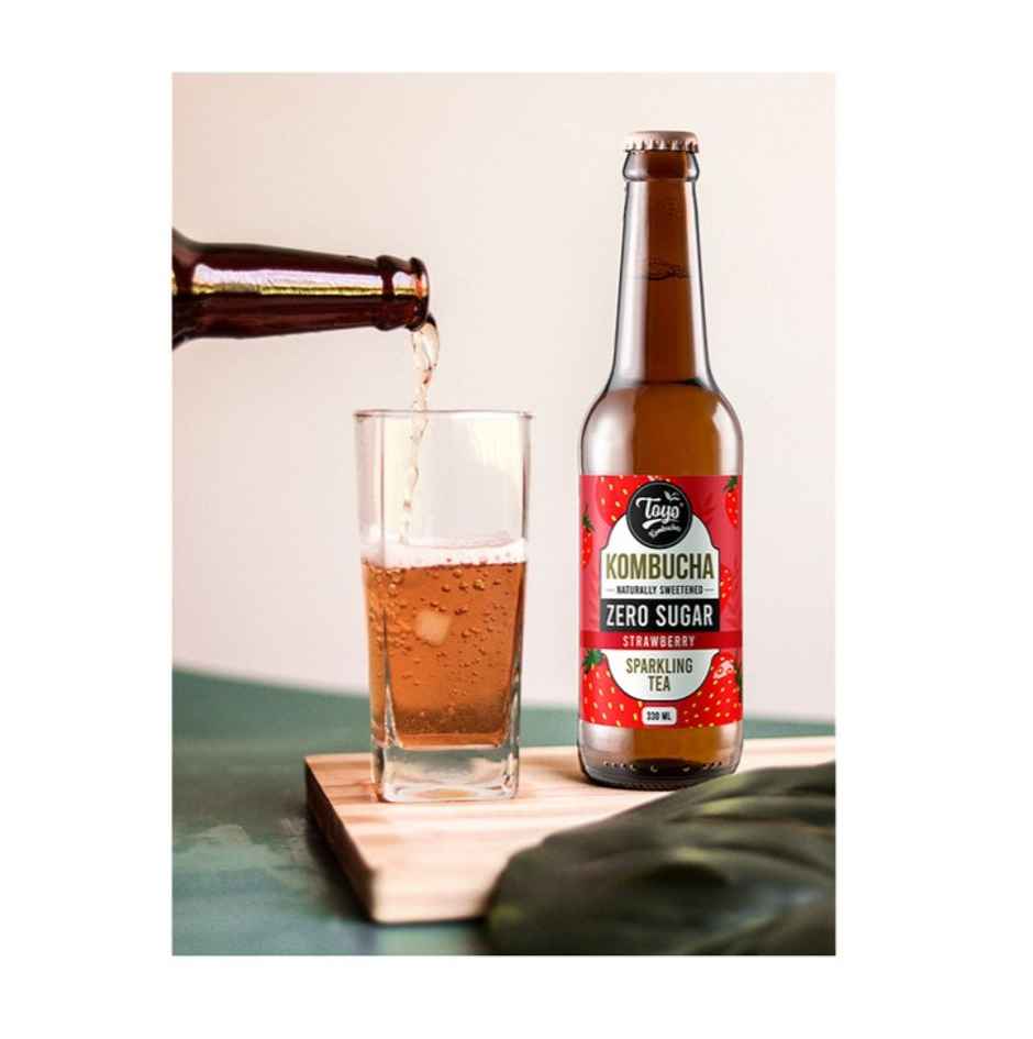Toyo Kombucha Zero Sugar Strawberry | Non-Alcoholic Kombucha