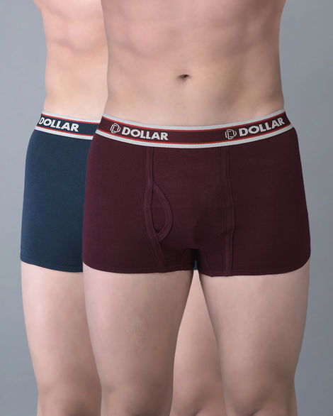 Dollar Bigboss Men's Solid Combed Trunk With Double Pouch Support | Pack Of 2 | Assorted - L