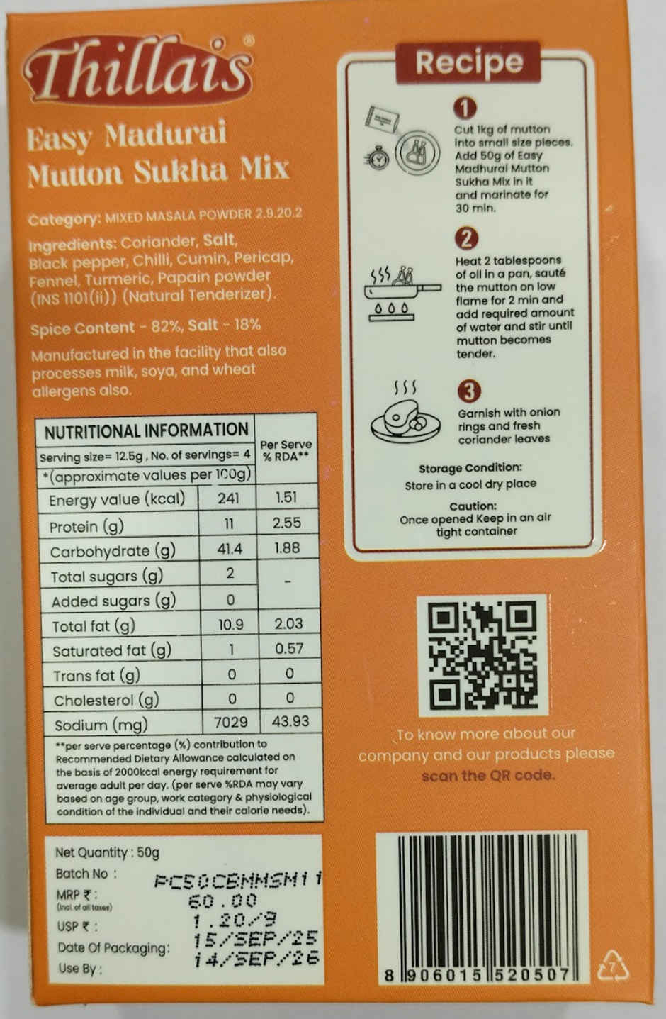 Thillais Easy Madurai Mutton Sukha Mix