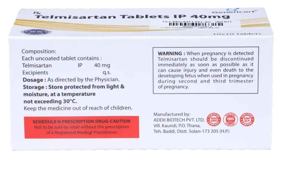 Genericart Telmisartan 40mg Tablet