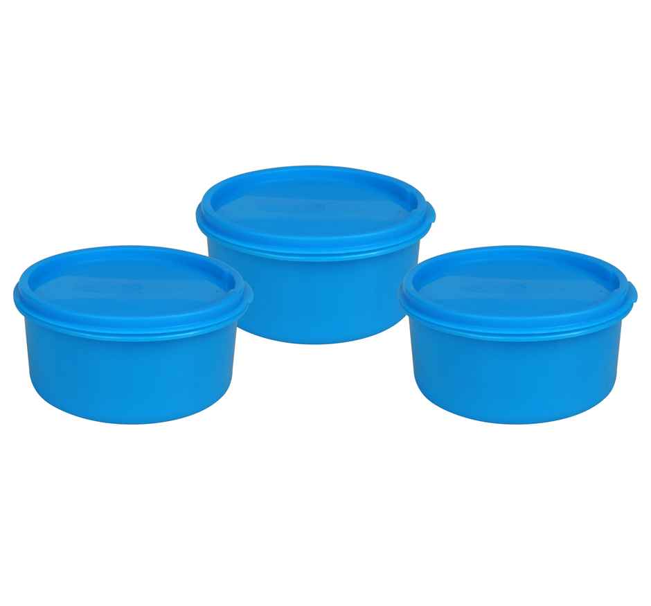 Princeware Store Fresh Round Container Set of 3 Pcs | 100 ml Each Blue