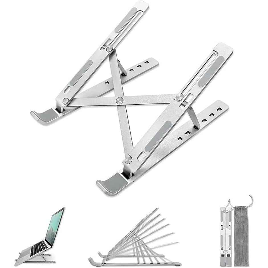 Sounce Aluminum Foldable Laptop Stand Compatible with Up to 15.6 in Laptop | Silver