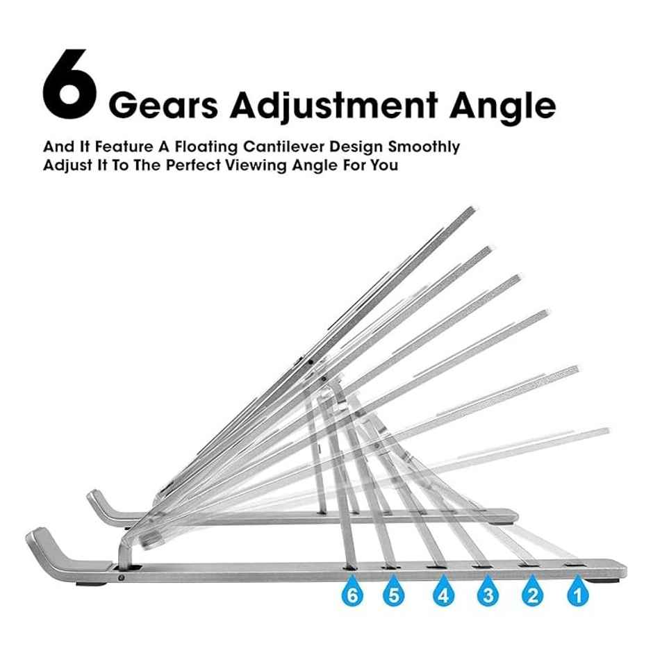 Sounce Aluminum Foldable Laptop Stand Compatible with Up to 15.6 in Laptop | Silver