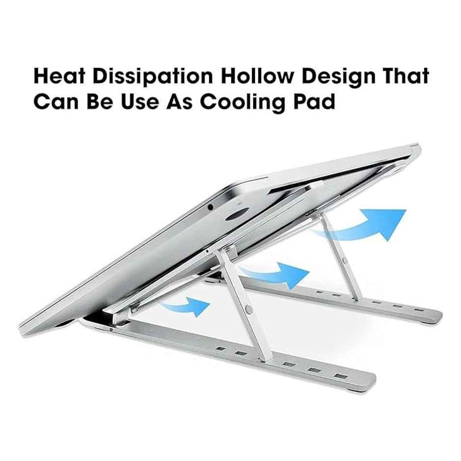 Sounce Aluminum Foldable Laptop Stand Compatible with Up to 15.6 in Laptop | Silver