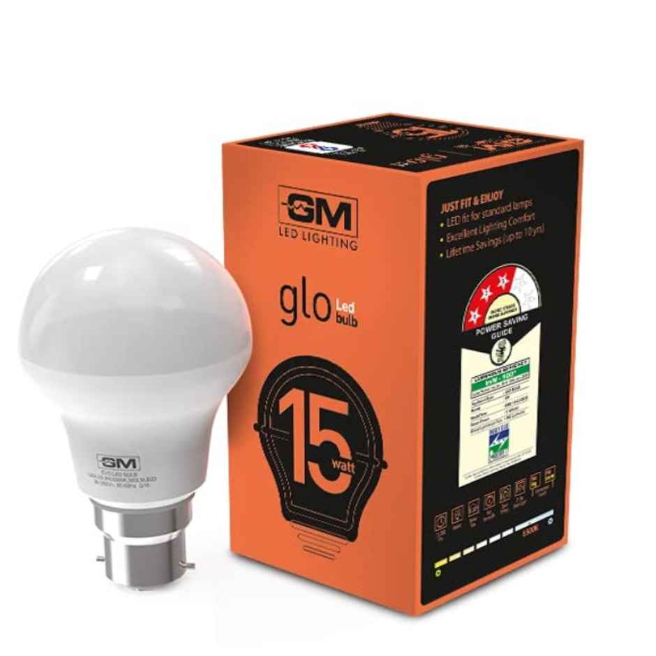 Gm Geo 15 Watt Led Bulb, 6500K White Cool Day Light Bulb | B22 Base Holder