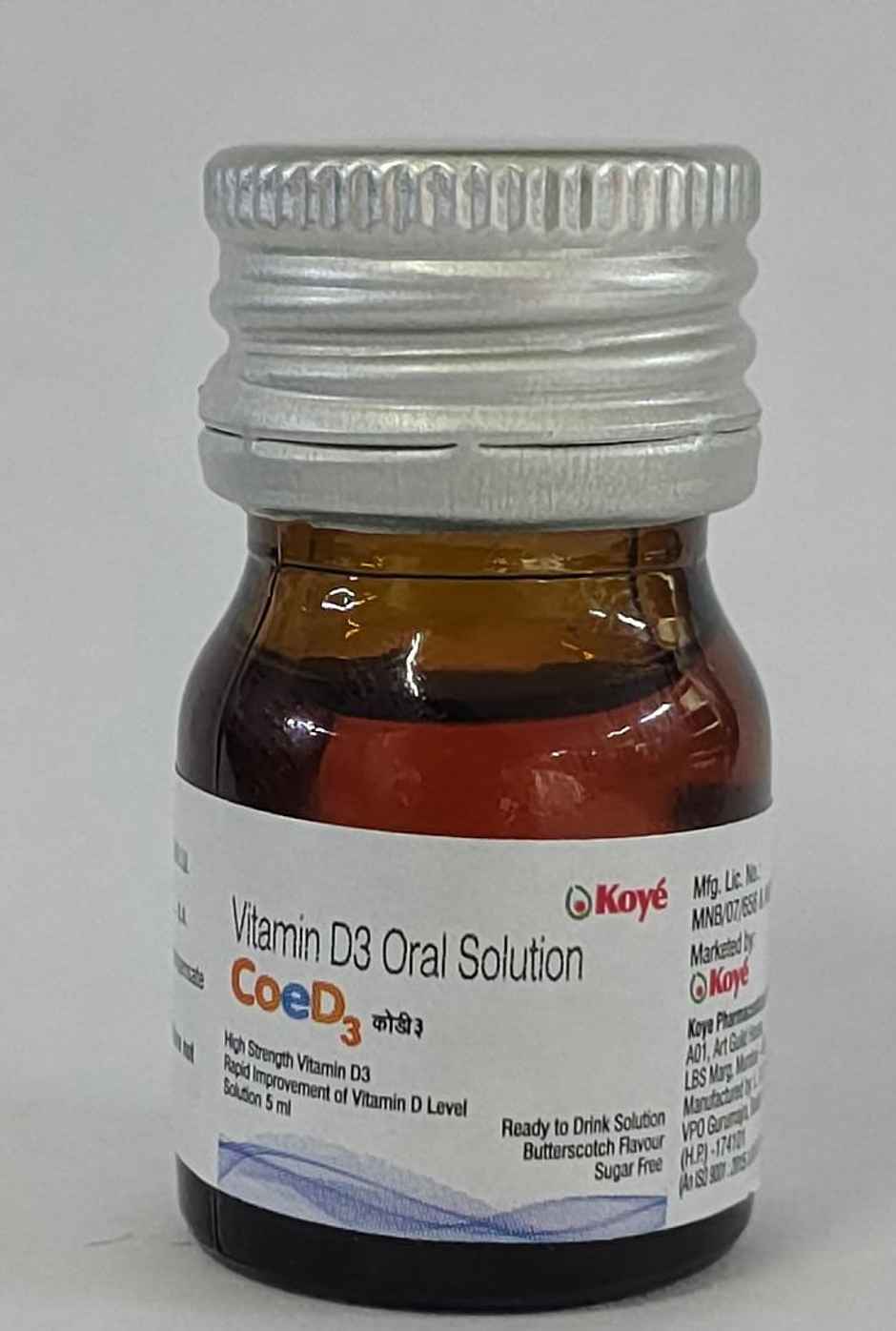 CoeD3 60000IU Butterscotch Flavour Sugar Free Vitamin D3 Oral Solution