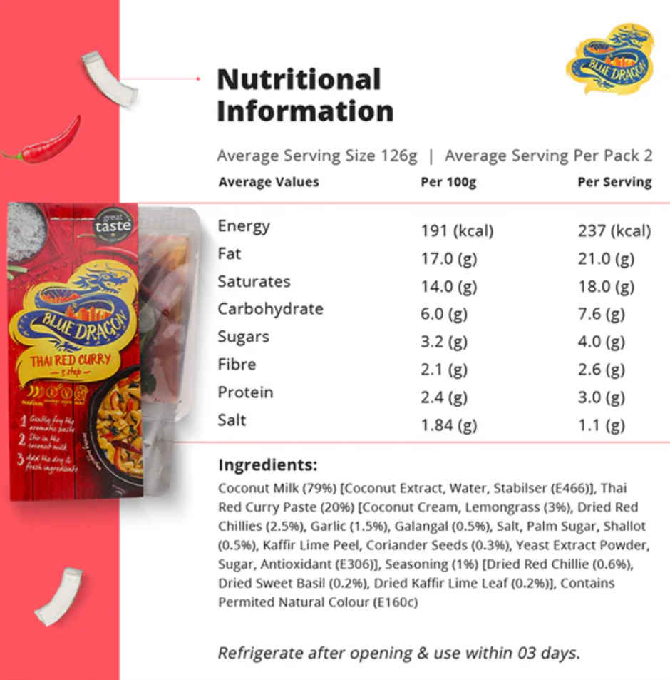 Blue Dragon 3 Step Red Curry