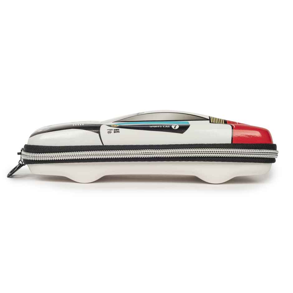 Qips Zip Closure Printed Car Pencil Holder Case - 3889 White