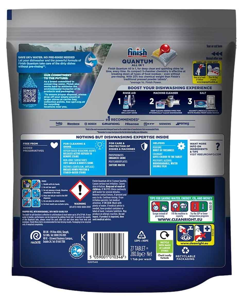 Finish Quantum Lemon Dishwasher Tablets