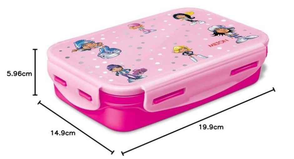 Milton Steely Deluxe Mini Inner Steel Kids Tiffin Box, 400 ml, Pink, 1 Pc