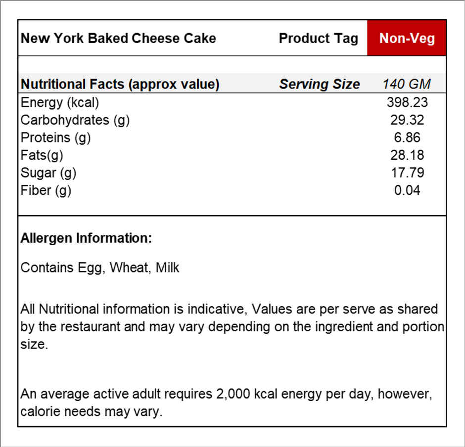 New York Baked Cheese Cake 
