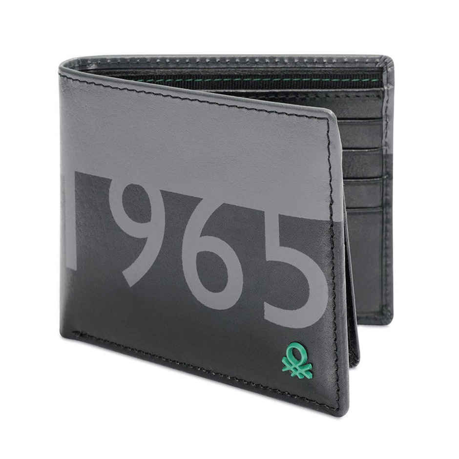 United Colors Of Benetton Men's Solid Leather Passcase Wallet | Black