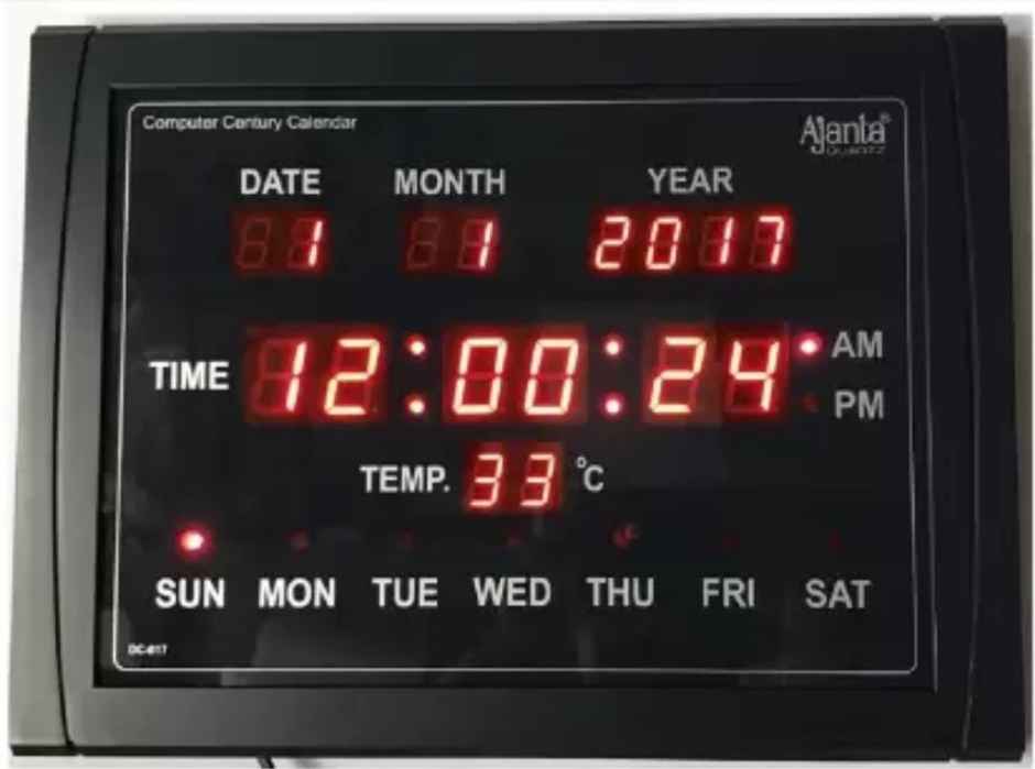 Ajanta Digital 30 cm x 40 cm Wall Clock (Black With Glass Standard)