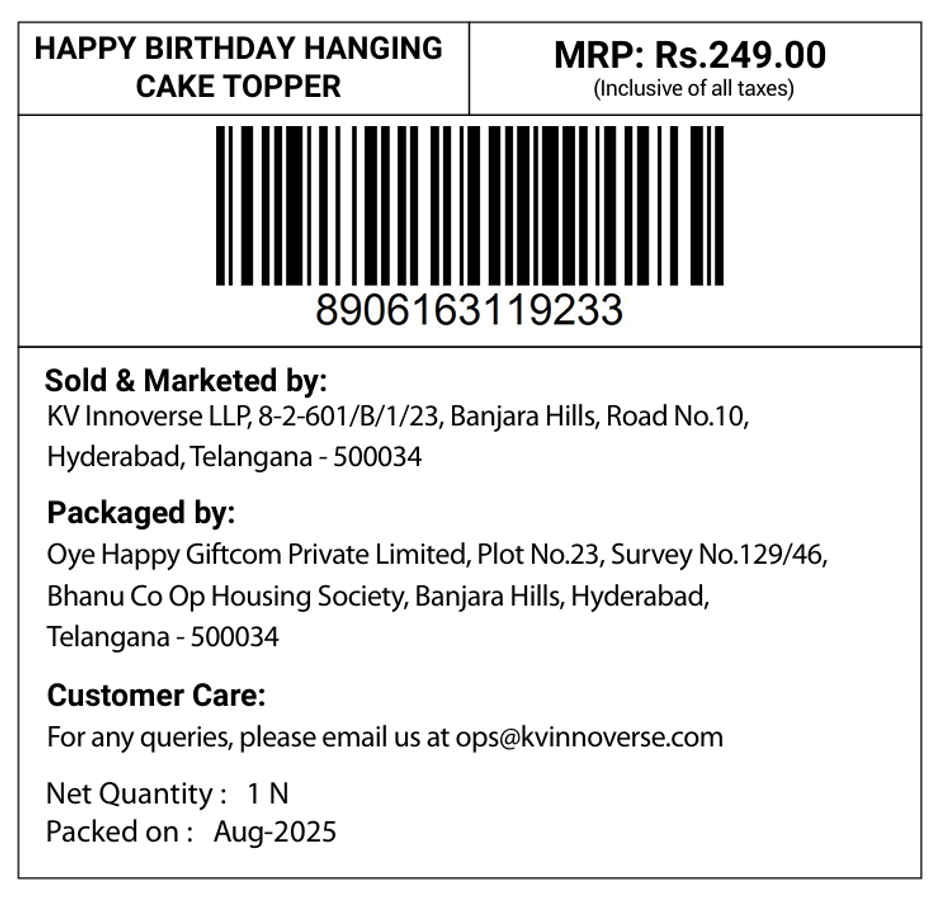 Happy Birthday Cake Topper | Cake Decor Accessory | Propcon