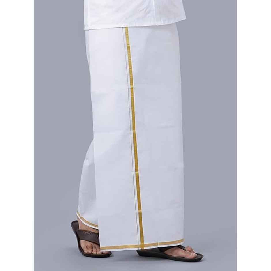 Mad Over Men s White Print Dhoti