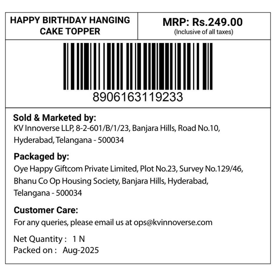 Happy Birthday Cake Topper | Cake Decor Accessory | Propcon