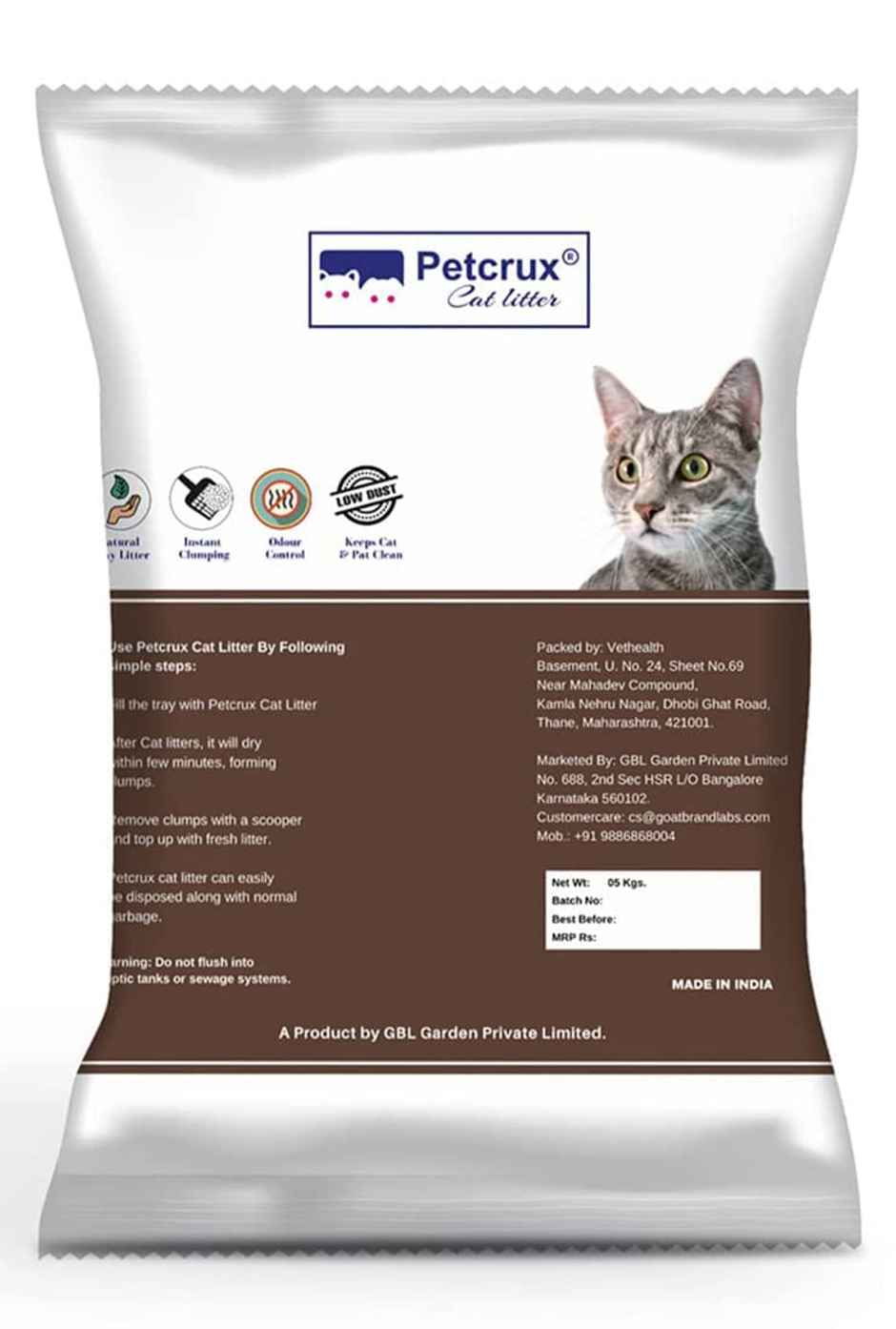 Petcrux Earthy Clump Lavender Scented Cat Litter, Dust Free