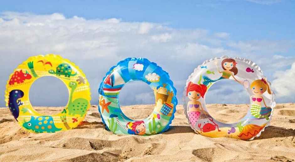 Toyshine 24 Inch Swimming Pool Rings for Kids nflatable Tubes for Summer Fun Assorted Pack of 3