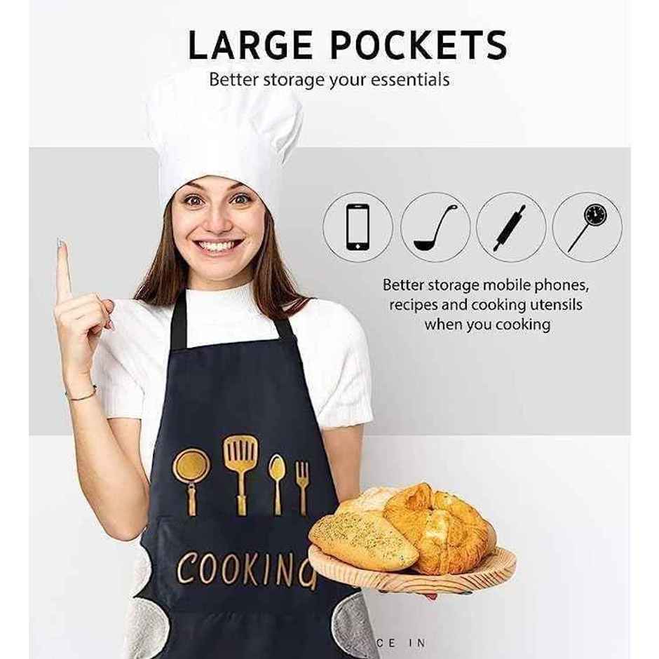 Perpetual Cute Cartoon Print Kitchen Apron with Pocket