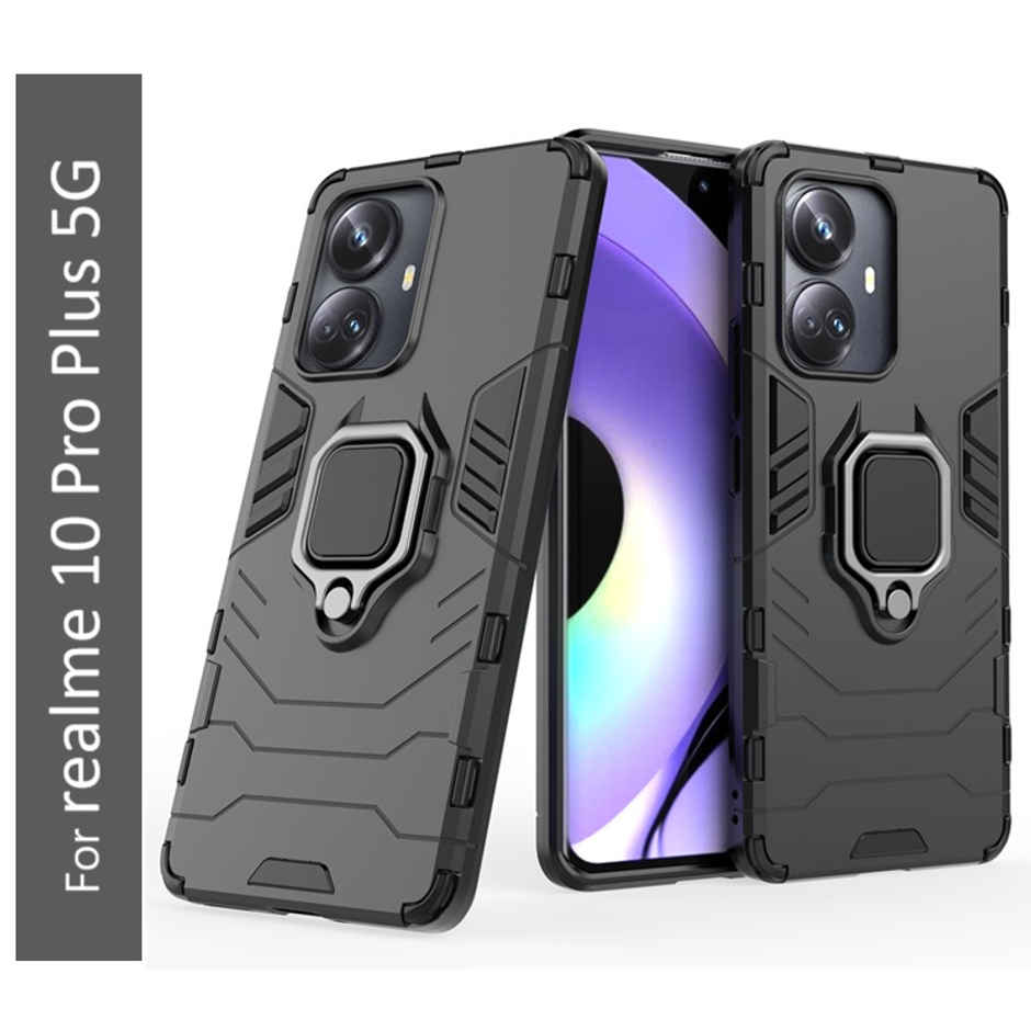 Kwine Case Realme 10 Pro Plus 5G Back Cover - Ring Holder Stand Case