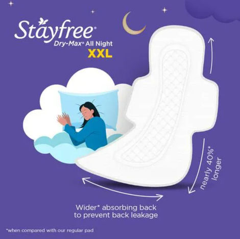 Stayfree Dry Max All Nights Sanitary Pads | XXL | 7 pcs