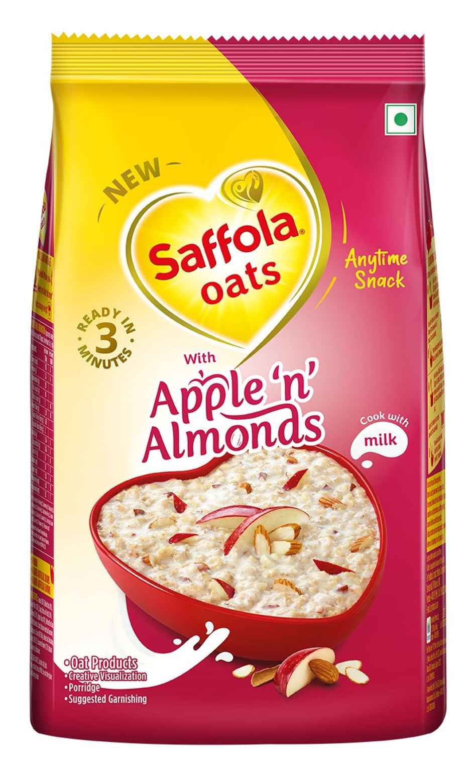 Saffola Oats with Apple 'n' Almonds, Healthy & Tasty, Anytime Snack