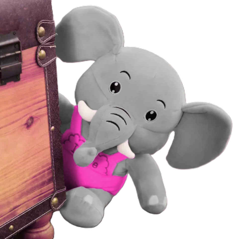 DearJoy Elephant In Dress Soft Toy - Pink & Grey