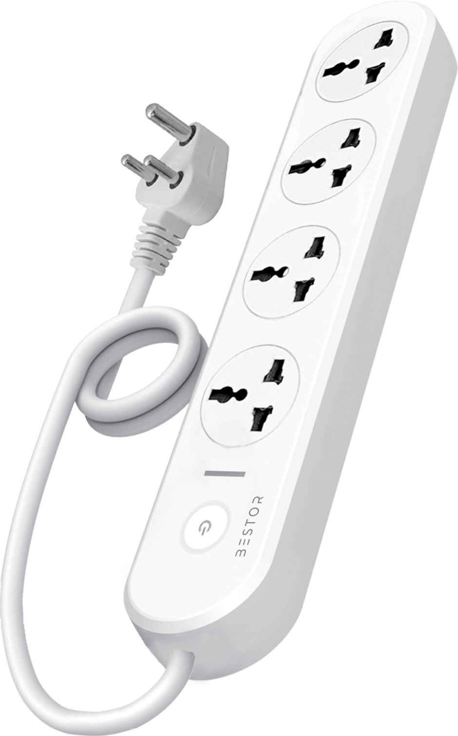 Bestor VoltEdge Extension Board 1500W Power Converter with 4 Universal Sockets, 1.5M Cord, Master Switch, LED Indicator, Child Safety Shutter, 3-Pin Multi Plug for Home Appliances - White