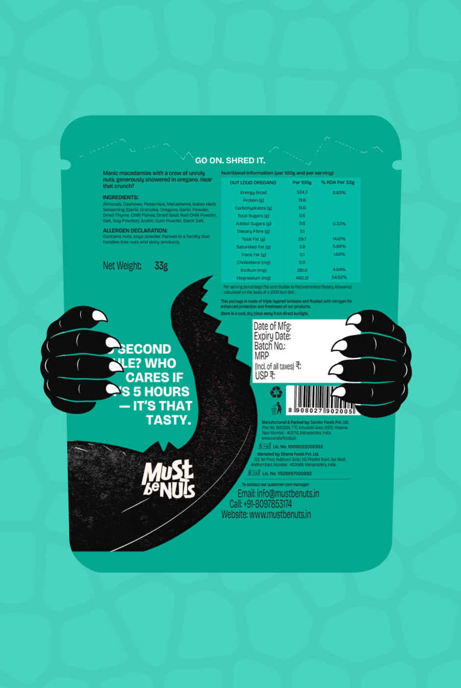 Must Be Nuts Out Loud Oregeno Nut Mix | 6g Protein 90mg Magnesium