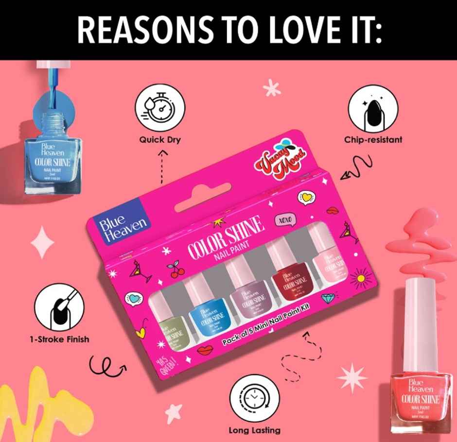 Blue Heaven Color Shine Nail Polish Kit | 9 To 5 Hustle | Office-Friendly Everyday Shades