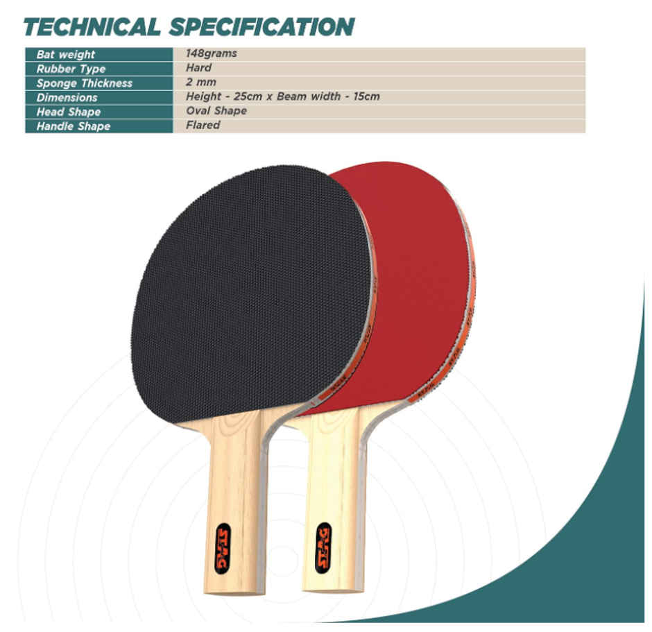 Stag 1 Star Table Tennis Playset (2 Racquets & 3 Balls) - Assorted