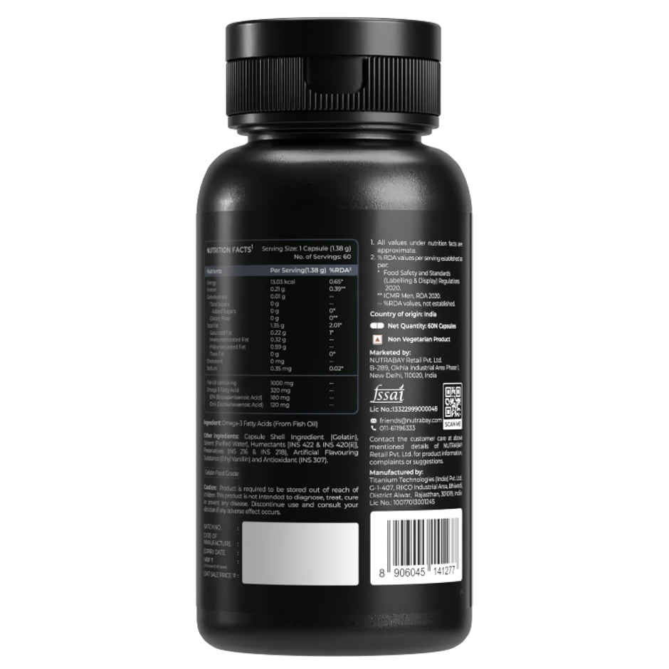 Nutrabay Wellness Omega 3 Fish Oil 1000Mg 60Capsules