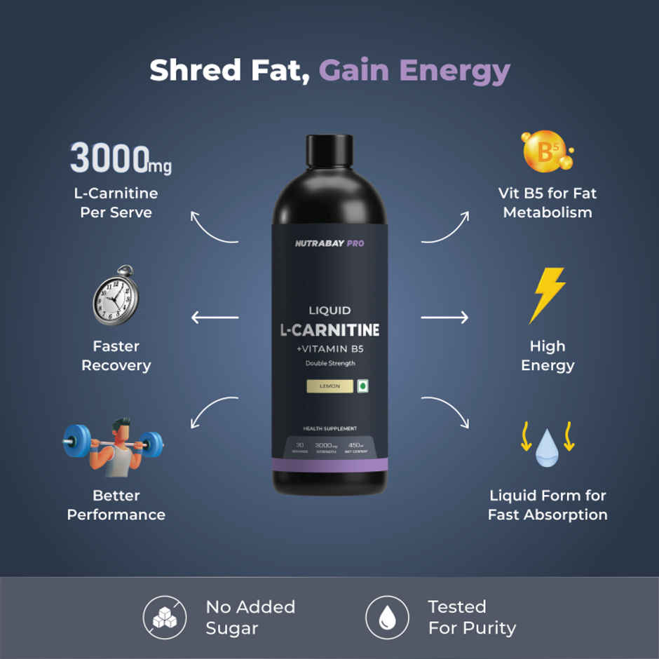 Nutrabay Pro L-Carnitine Liquid 3000Mg Lemon