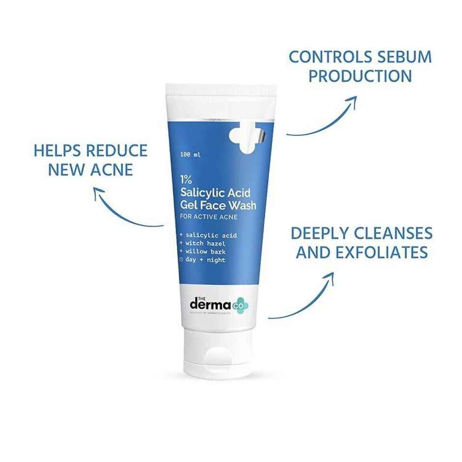 The Derma Co 1% Salicylic Acid Gel Face Wash With Salicylic Acid & Witch Hazel For Active Acne