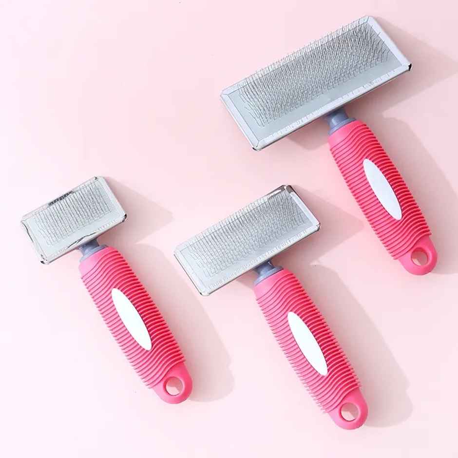 Pets Empire Pet Grooming Auto Slicker Self Cleaning Plastic Hair Brush for Dogs & Cats | Medium