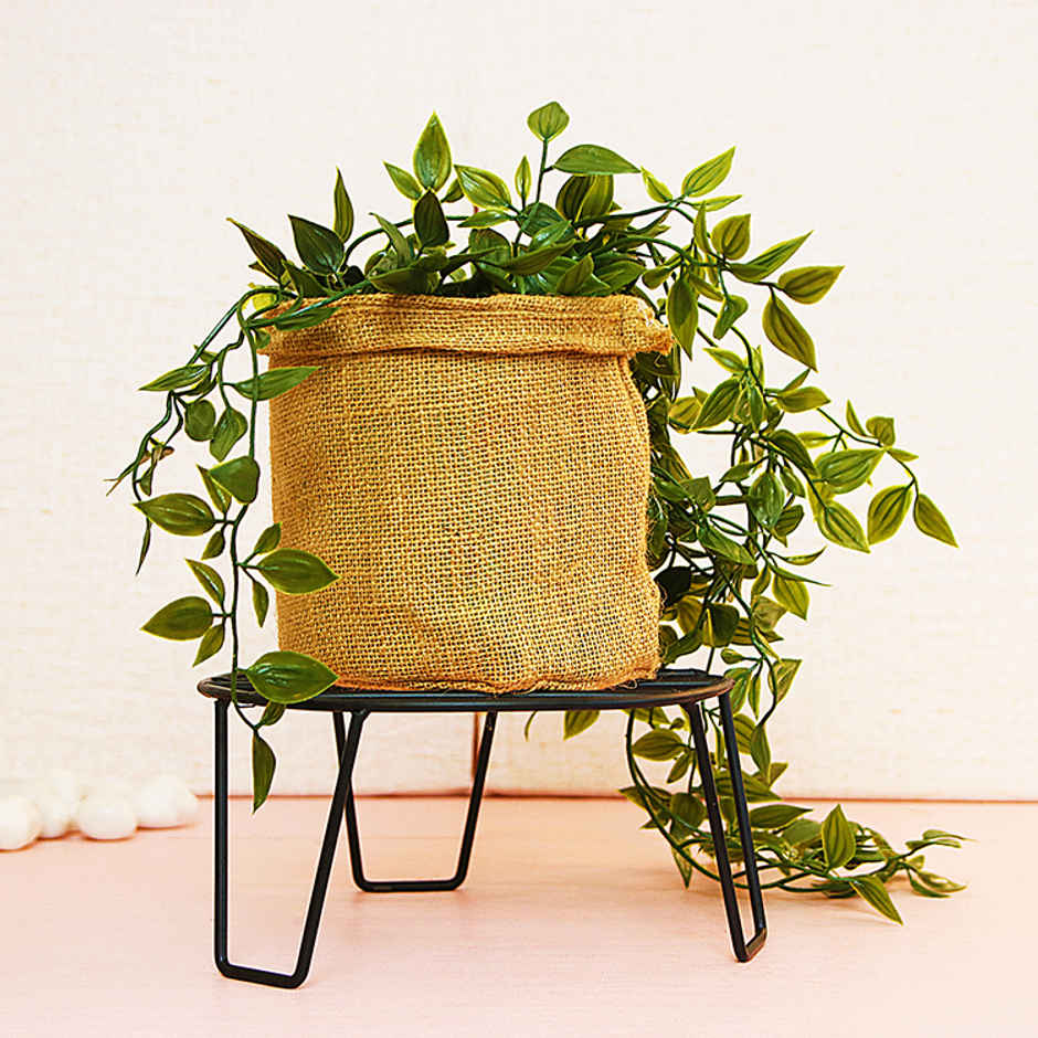 Leafy Tales Iron Indoor/Outdoor Flower Pot/Plant Stand For Home Garden(Black-Round Stand - 7)