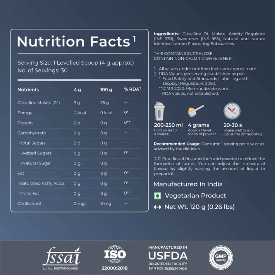 Nutrabay Gold Citrulline Malate Lemon
